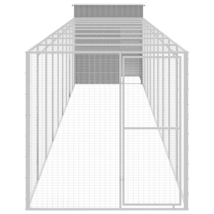 VidaXL Chicken Coop with Run Light Grey 165x1067x181 Cm Galvanized Steel 3189117