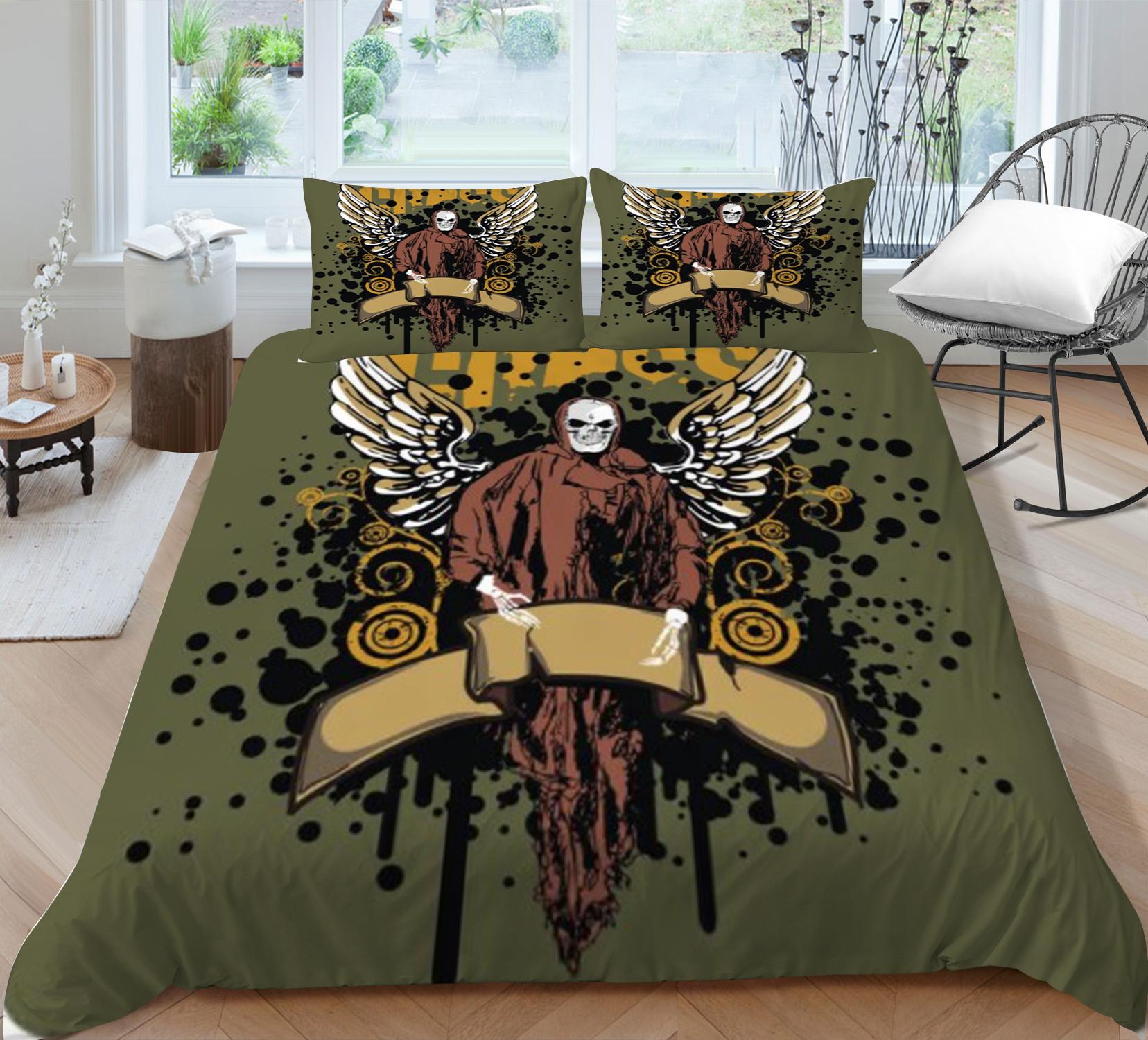 

Комплект пододеяльников, комплект постельного белья, домашнее постельное белье, комплекты покрывал из микрофибры с принтом черепа для девочек и женщин EU Single 135x200cm