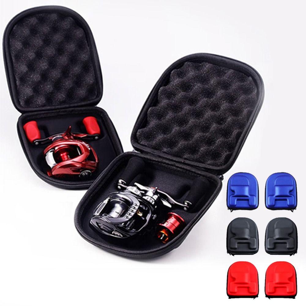 Waterproof Fishing Reel Bag Water Resistant Built-in Anti-Pressure Sponge Baitcasting Wheel Bag Hard EVA Protective Case Outdoor