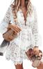 Lamerry Beachwear Swimsuit Lace Sheer Bikini Body Rash White Cardigan, See-Through Top, Cover, Covering, Guard, Women's,
