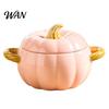 Ciotola da Zuppa con Coperchio, Manico Doppio, Zucca, Adatta al Microonde, Decorativa, Pratica, Regalo Cucina per Casa, Ciotola in Ceramica, Pentola Resistente al Calore per Stufati