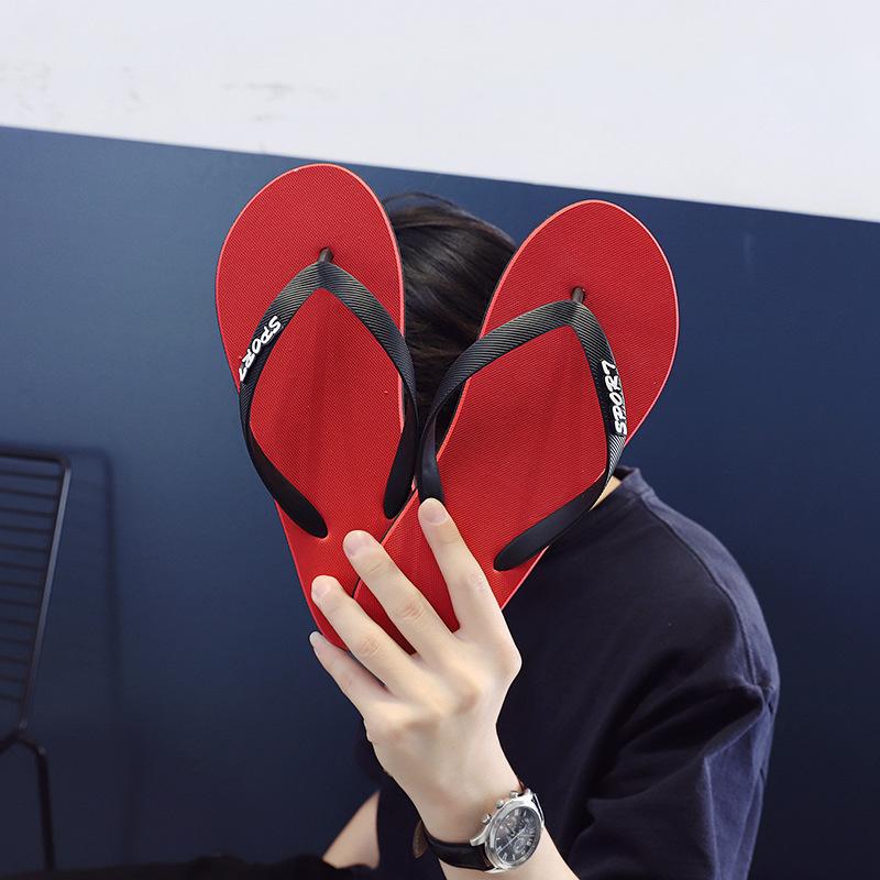

Women s flip-flops, summer new men s beach sandals handmade couple shoes simple solid color pinch sandals 44/45 червоний