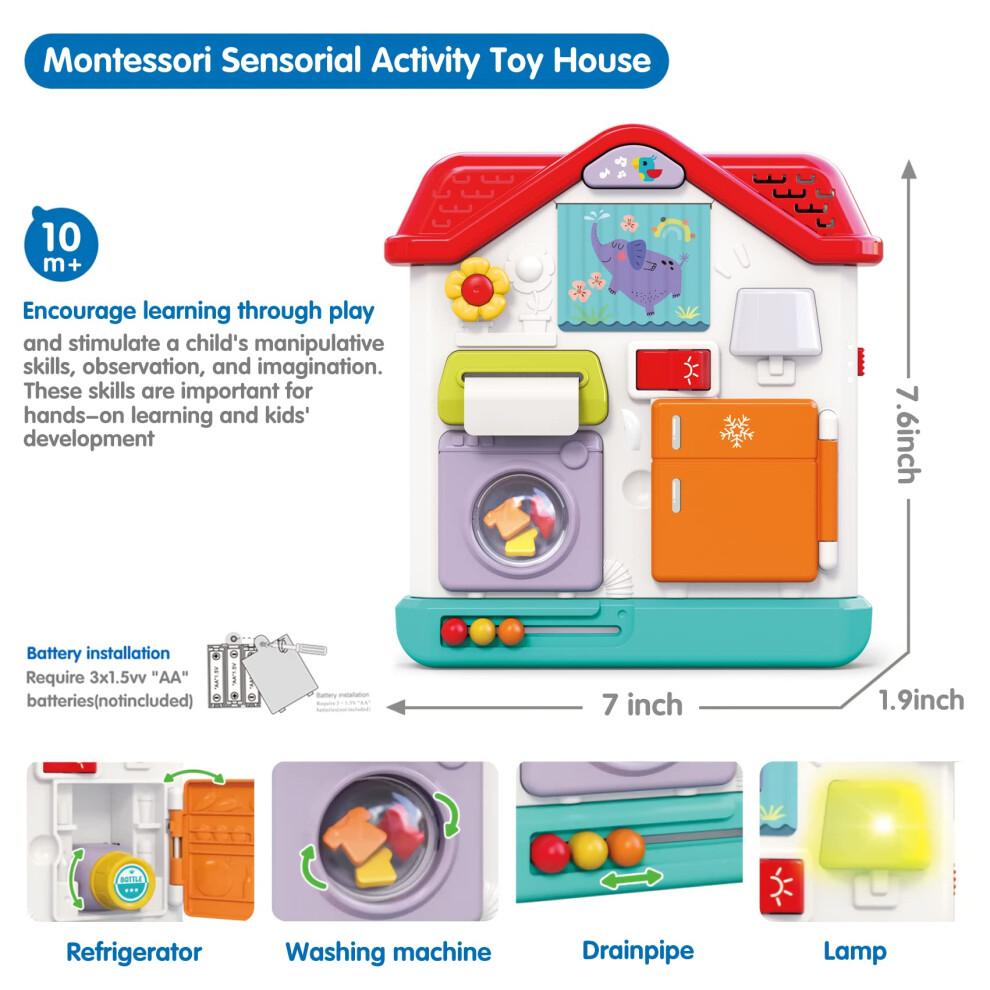 Baby Sensory Toys Montessori Activity House with Lights Music and Realistic Appliance Play for 1018M