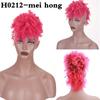 XINRAN Synthetic Wig For Black Women Mohawk Kinky Curly Hair Bun Afro High Puff Short Ponytail With Bangs