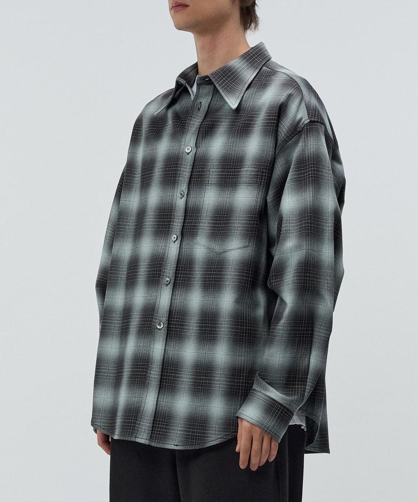 INTERSECTION Oversized Ombre Twill Check Shirt