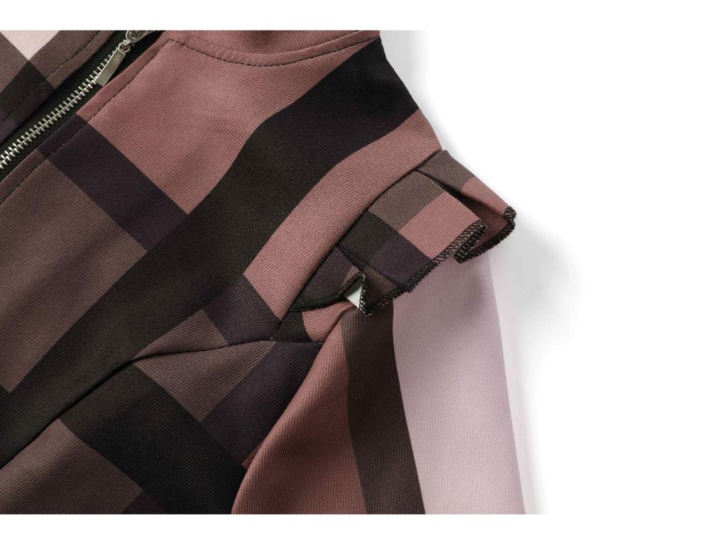 Autumn/Winter 2022 Slim Fit Plaid Print Zipper Jacket