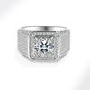Men's Bold Full Pave Moissanite Ring Large Solitaire CZ Cluster Engagement Wedding Band Sparkling Jewelry Gift