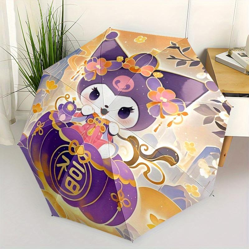 

1pc Pretty Kuromi Pattern Umbrella, Fashionable, Personalized, High-Value Folding Umbrella, a Must-Have for Summer, 8-Rib Durable Iron Frame, Tri-Fold