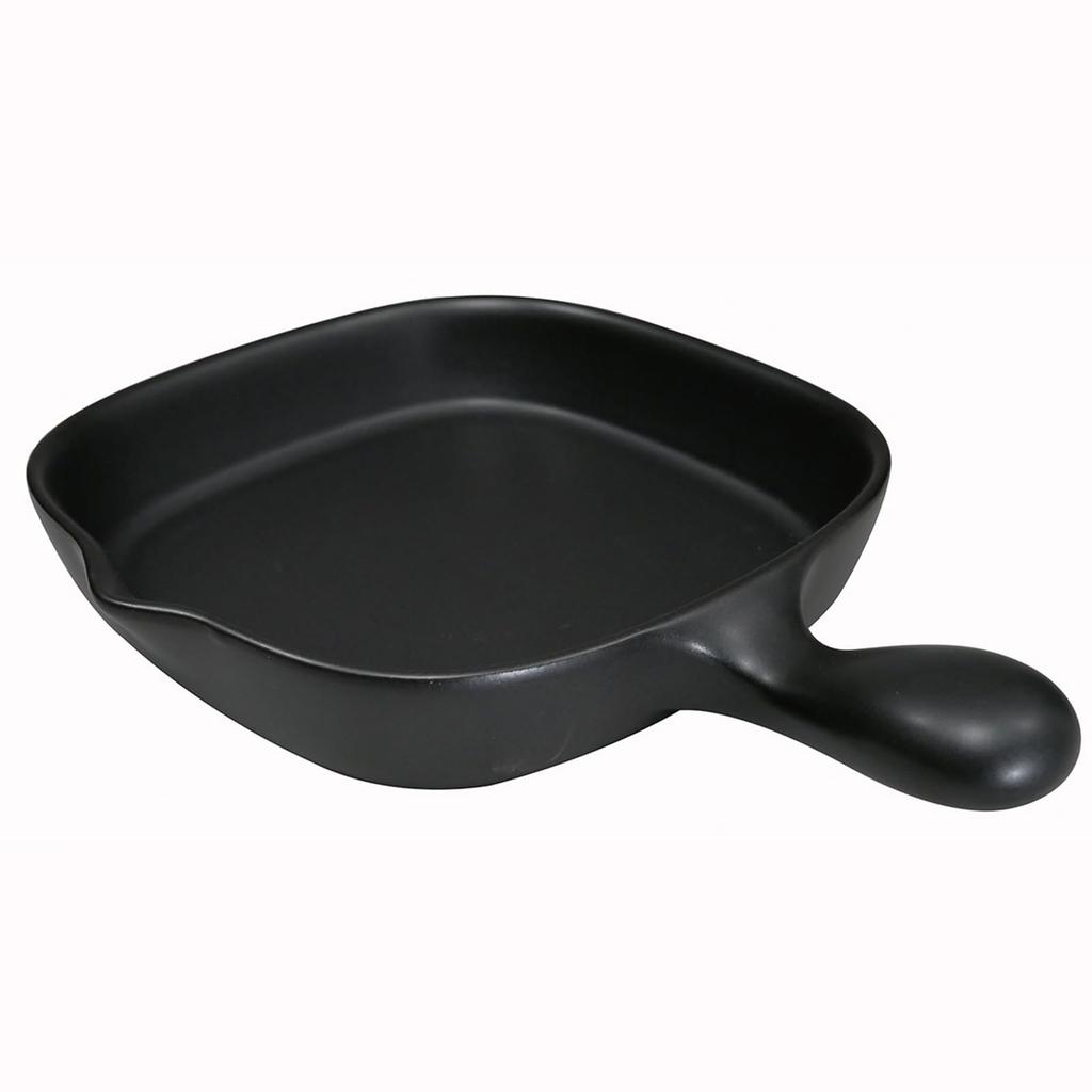 Banko ware heat-resistant ceramic grill pan/fish pan with handle, suitable for direct flame, microwave, oven, and grill use. Approx. 27cm (width) x 20