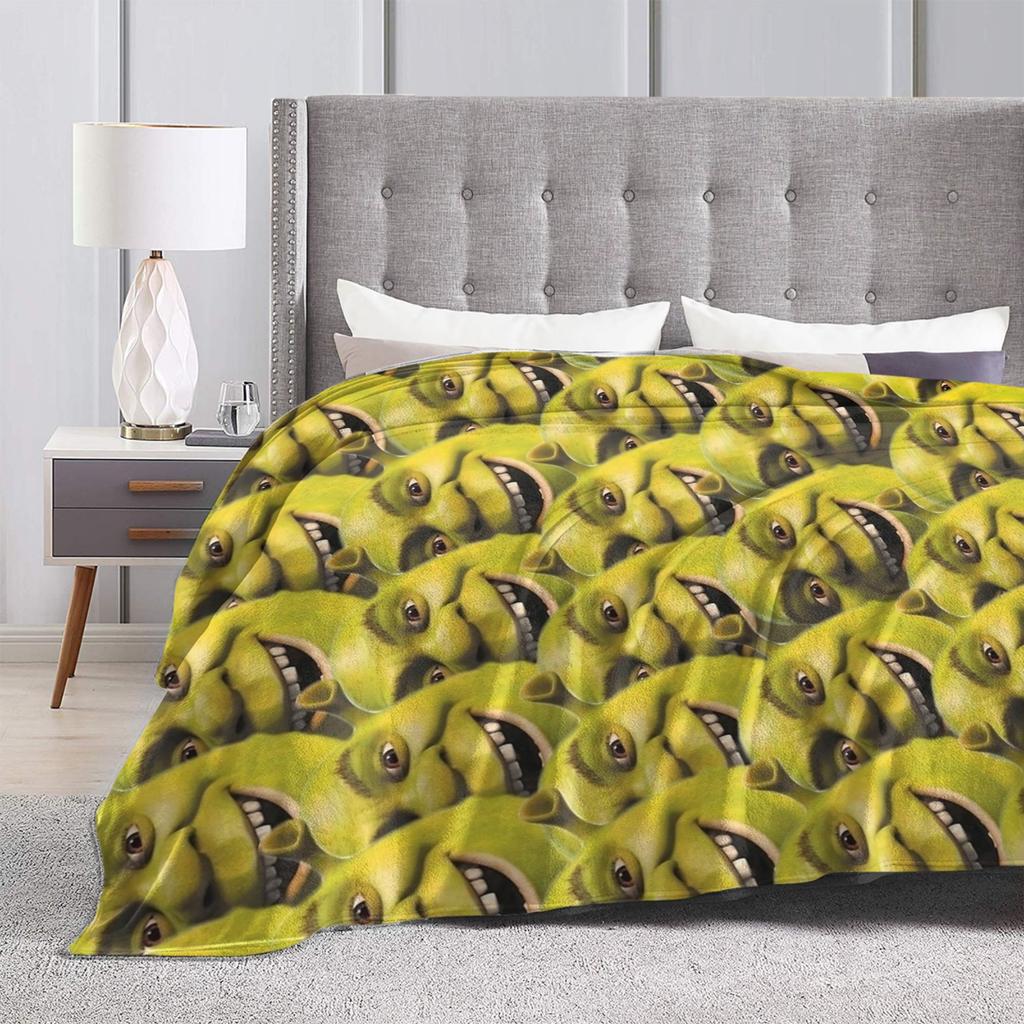 Funny  S-Shreks Pattern Blanket Cover  Plush Throw Blanket Summer Air Conditioning Decoration Ultra-Soft Warm Bedsprea,