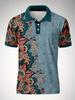 Men'S Sports Casual Print POLO Short-Sleeved Polo Bohemian Style Ethnic Floral Pattern Men'S Summer Short-Sleeved Polo Polo