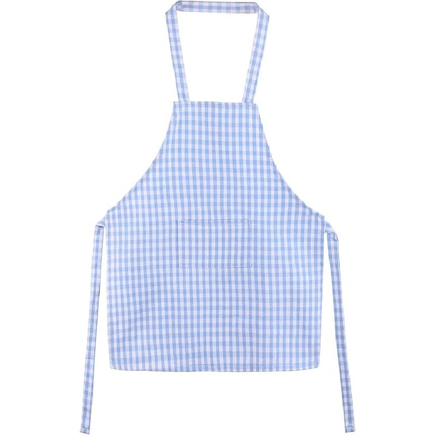 Jennice House Kids Aprons - Children's Artists Pure Cotton Gingham Apron With Pocket and Adjustable Neck Strap, Painting and Baby Chef Party Apron