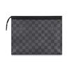 Louis Vuitton Pochette Voyage MM Black Damier Graphite Canvas Men Pouches N41696