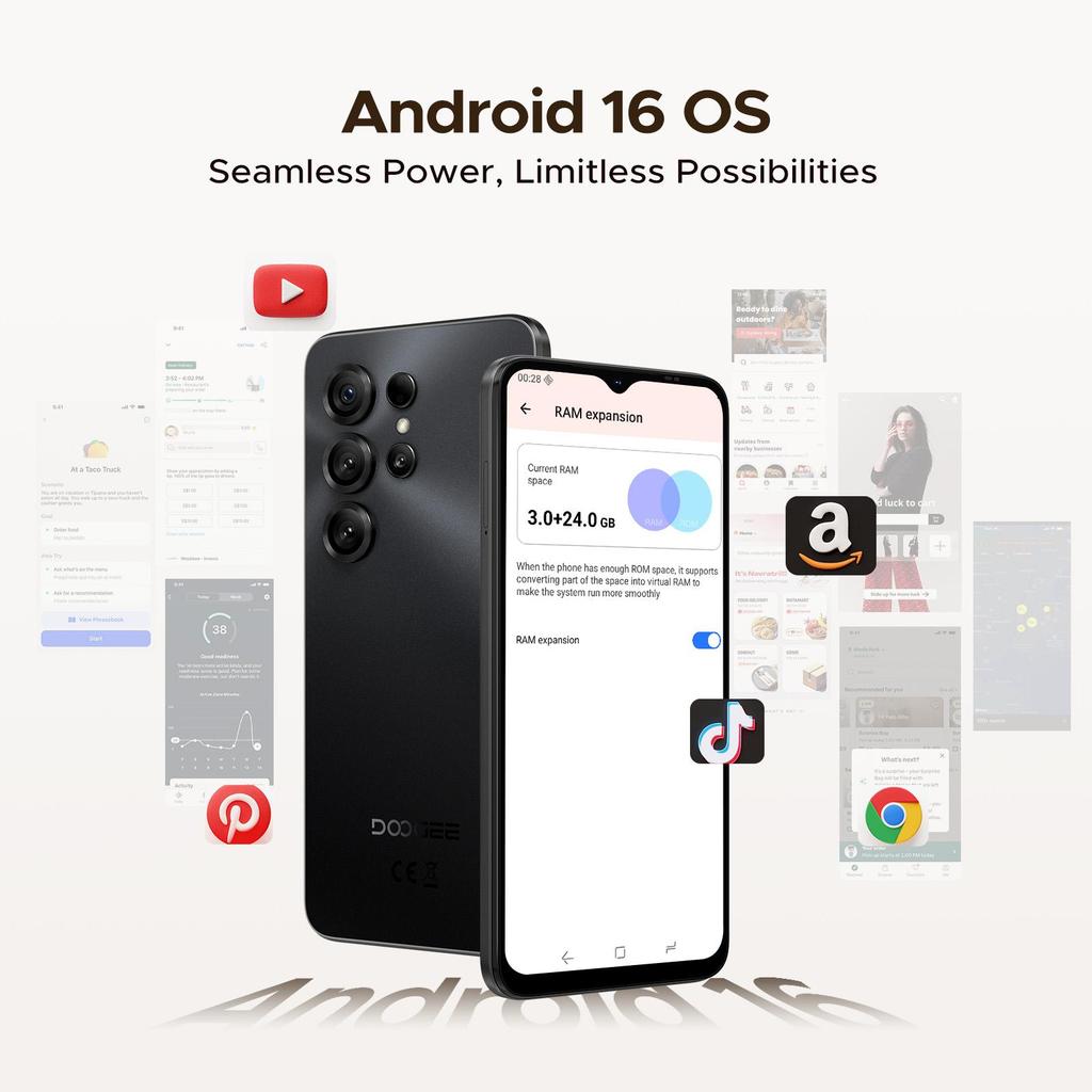 Doogee NOTE 56 X Mobile Phones, Android 16 Phone, 6150mAh, 6.56 Inch, 24GB + 64GB/2TB, Octa Core