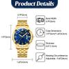 Watch Men Stainless Steel Calendar Gold 3ATM Water Resistant Luminous Analog Display Simple Fashion Quartz Watch Men Fashion Accessory - Birthday
