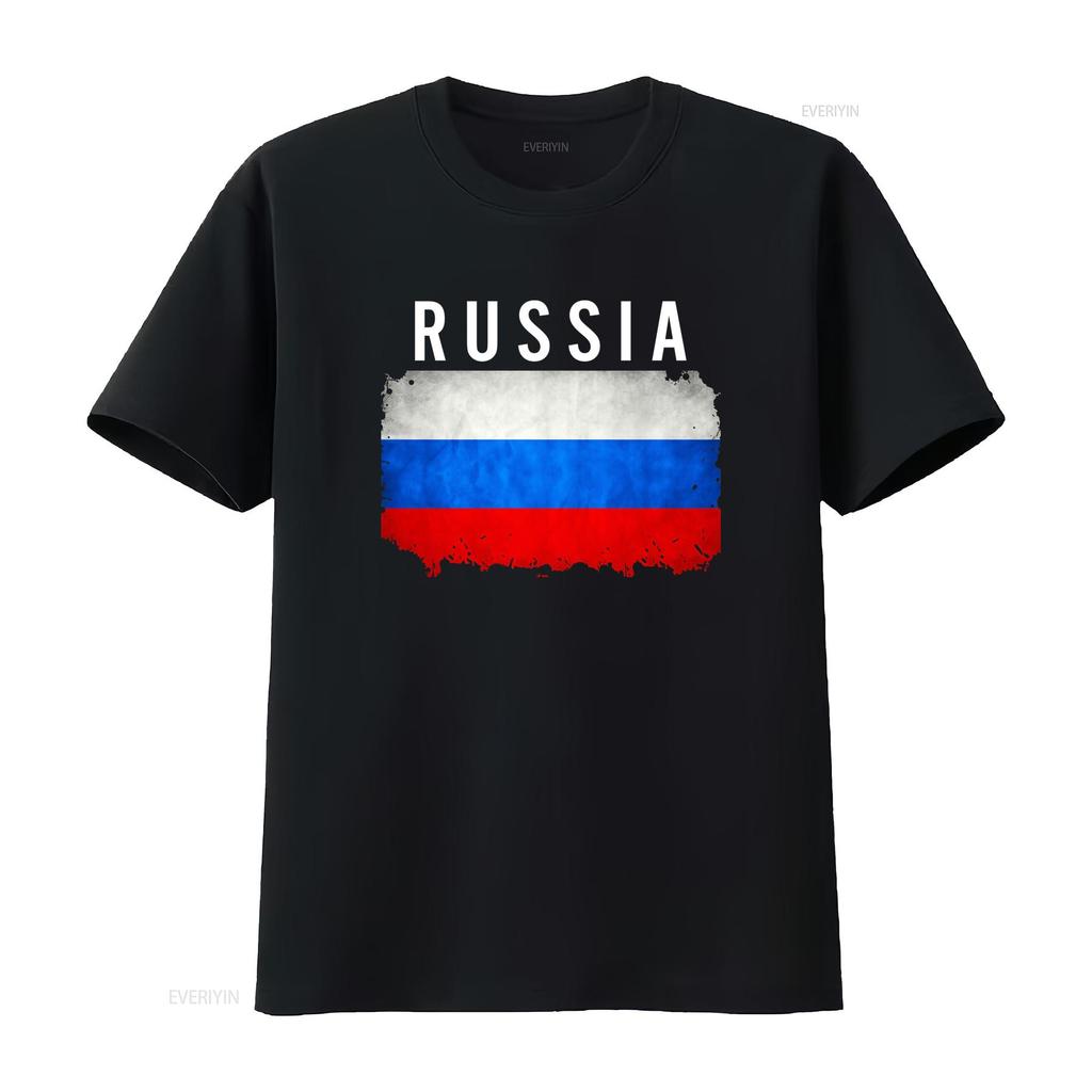 Russia Flag T Shirt Russian Unique Design for Patriotic Fashion vintage Washed Versatile Breathable graphic designer clothes