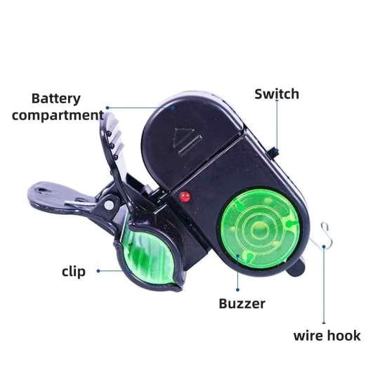 2Pcs Fishing Bite Alarm Lamp with Silicone Clip 80dB Night Fishing Rod Alert Light Sensitive Electronic Bite