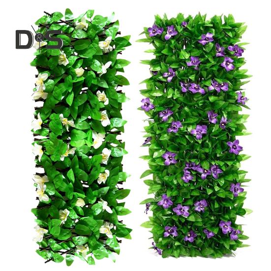 Expanding Garden Flower Trellis Panels Artificial Plants Realistic Looking Bright Color UV-Resistant Fence Screening Fake Plants