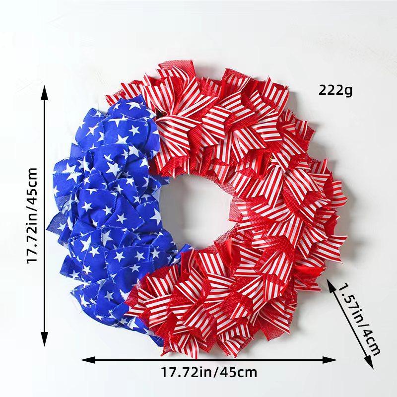 

Венок на дверь ко Дню независимости, украшения из ткани для дома, праздничные подпорки для окон J3-19 red and white stripes 45CM