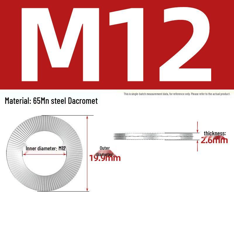 304 Stainless Steel Double Stack Self-Locking Washer with 65Mn Manganese, Anti-Loosening, Double-Sided Tooth Layer