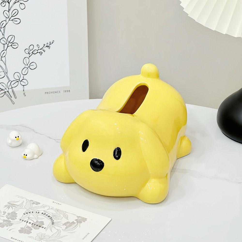 Cute Dog Tissue Box Ceramic Toilet Paper Box Animal Shape Napkin Holder  Bedside