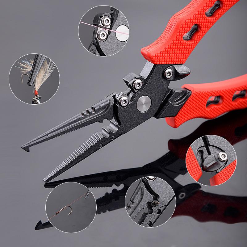 Stainless Steel Fishing Pliers Clamp Split Ring Tungsten Steel Blade Line Cutter Multifunction Fishing Tackle Fishing Gear