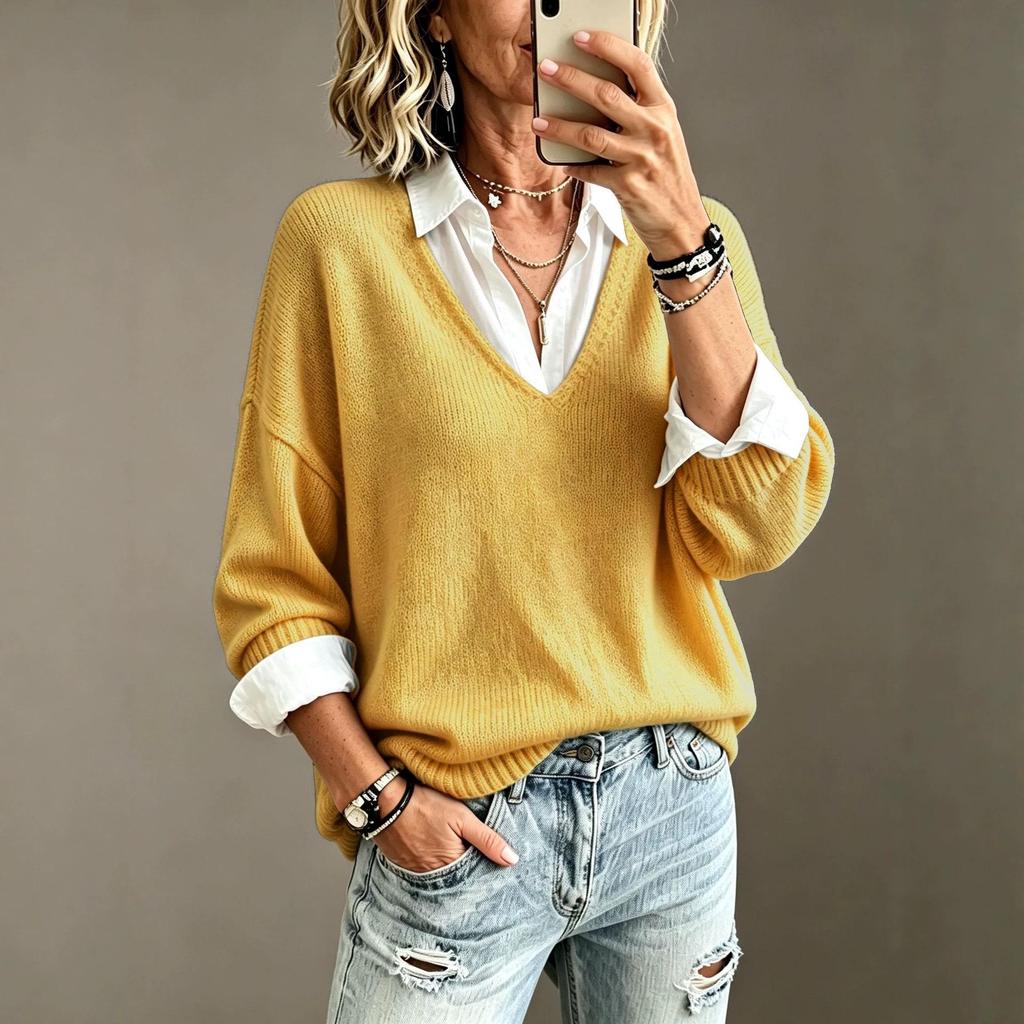 Pull Élégant Manches Longues Taille Standard Bestseller - Tenue Quotidienne Décontractée, Style Européen & Américain