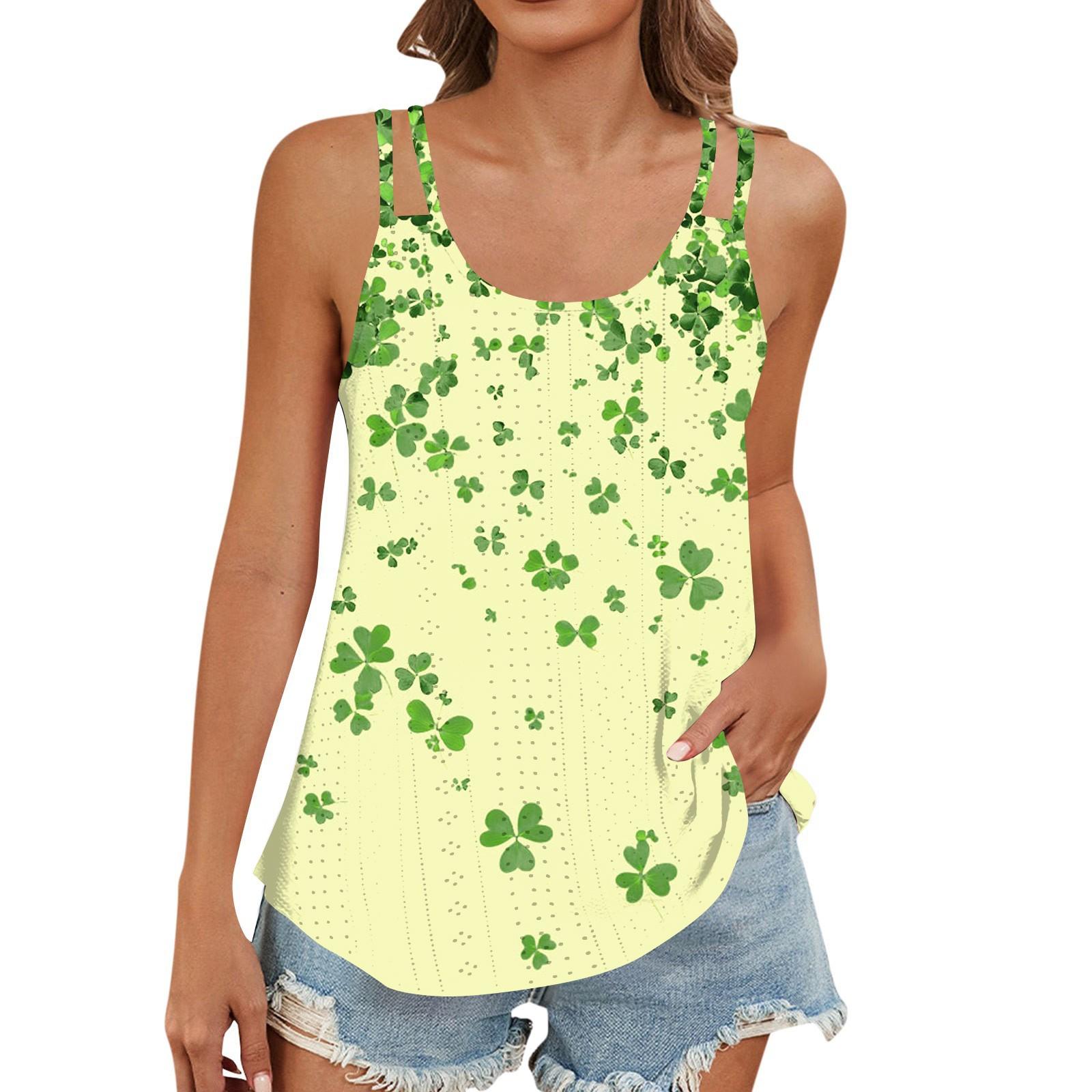 

Женская майка с вырезом R Neck, базовая однотонная повседневная струящаяся летняя безрукавка с глубокими боковыми вырезами для женщин St. Патрика XL жёлтый
