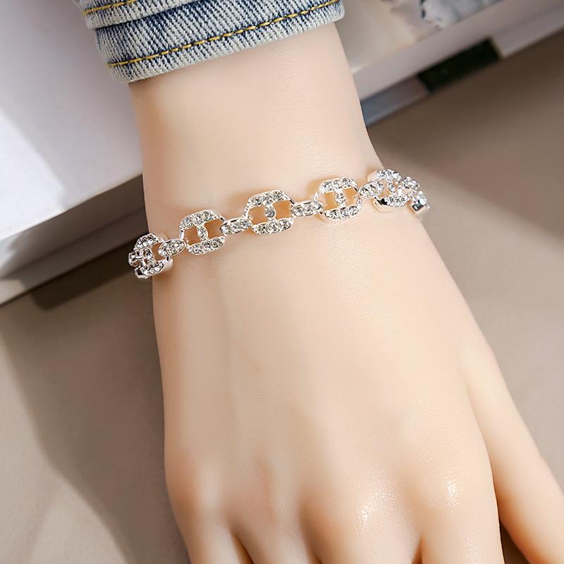 Personalized Geometric Diamond Bracelet Fashion Roman Style Full Diamond Bracelet Everything Temperament Bracelet