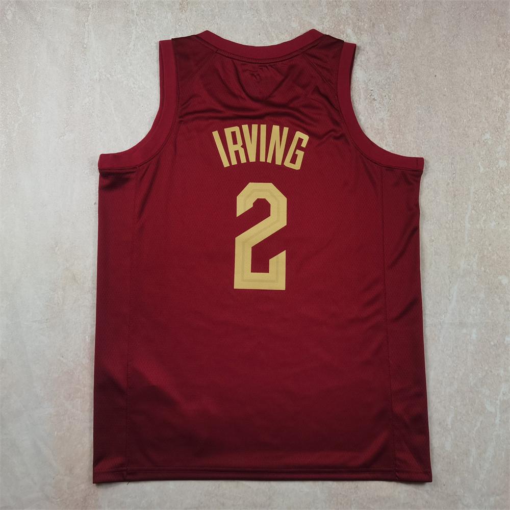 Cavaliers Basketball Jersey: Red #45 Mitchell, #10 Garland, #4 Mobley, Heat-Pressed James, Irving, Allen Edition
