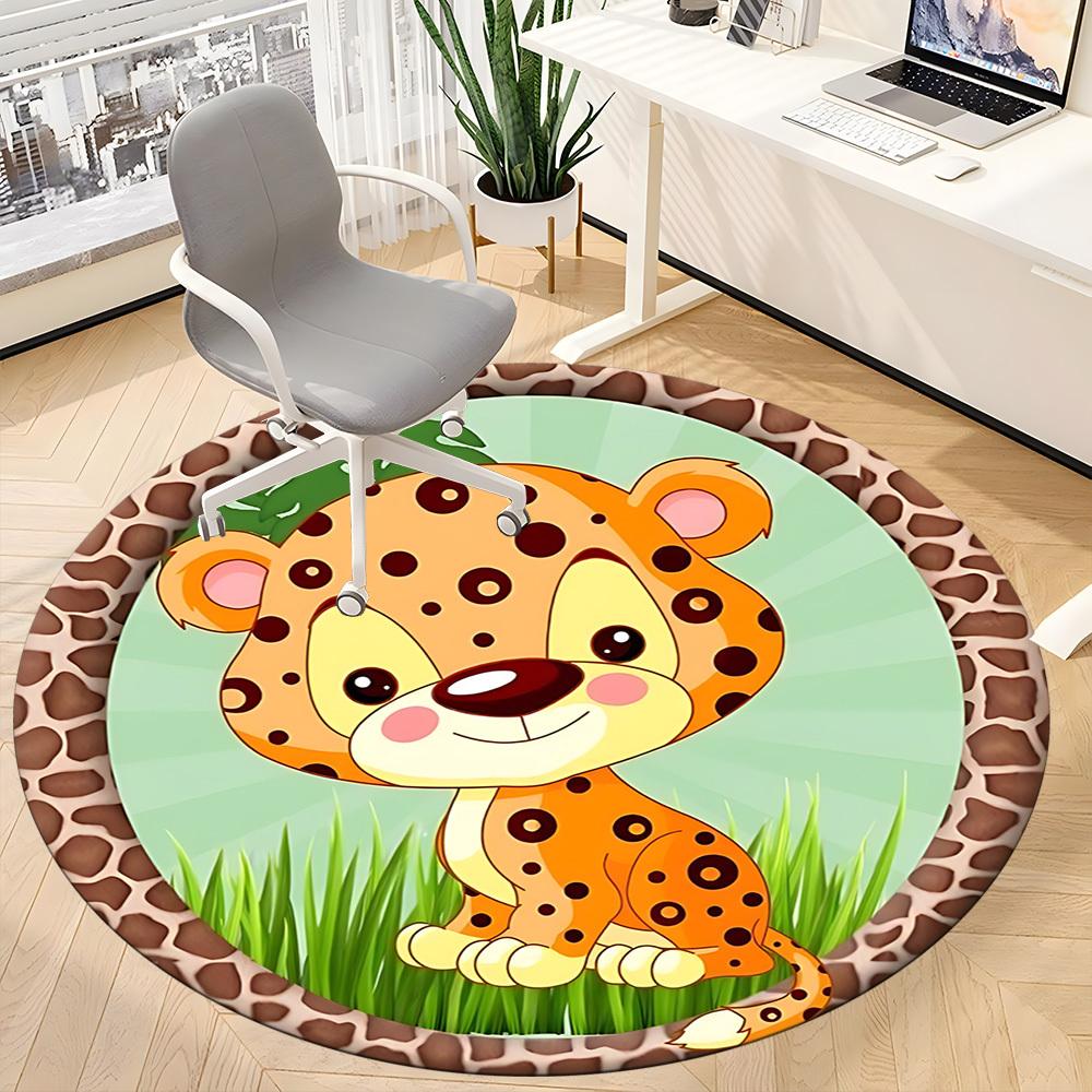 1pc CheetahChair Carpet for Office, Indoor Non-Slip Washable Polyester Fiber Carpet, Mat For Office, Machine Washable
