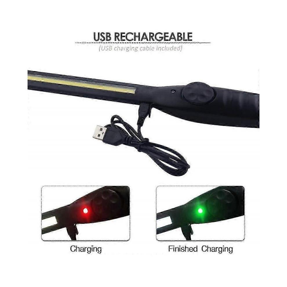 Work Light Rechargeable Cob Work Light, Slim Usb Inspection Light Led Work Light with Rotary Switch And 360 Rotating Magnetic Base And Hook for Auto R