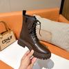 New Chelsea Short Boots Women's British Short Single Boots Round Martin Boots Heightened Thick-soled Cigarette Boots