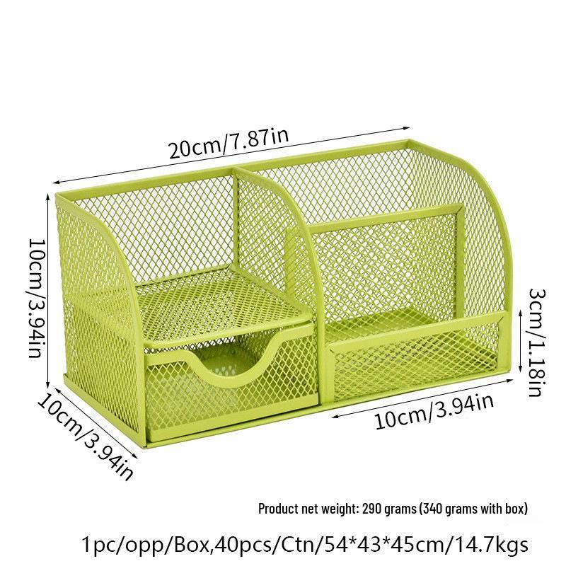 Multi-Grid Metal Pen Holder for Office Supplies