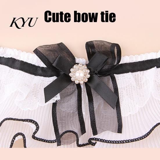 Lace Ruffle Cat Collar Collar, Elegant Pet Bandana Bib with Bow Knot, Retro Puppy Formal Neckwear Cute Princess for Cats Small Dogs Wedding