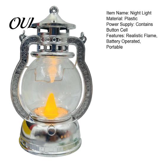 Portable Lantern for Home Decor Vintage Night Light, Flickering LED Candle Lamp Christmas Decorative Plastic Halloween, Flameless Bedside Lamp,