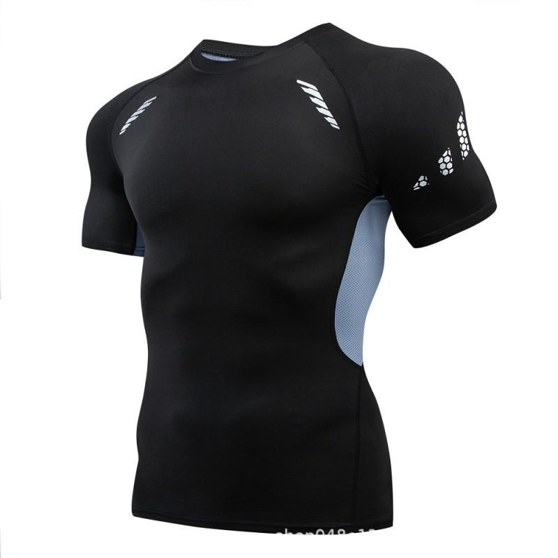 Mens Quick-Dry Compression Athletic Set: Short Sleeve Top Running Shorts Gym Training Basketball