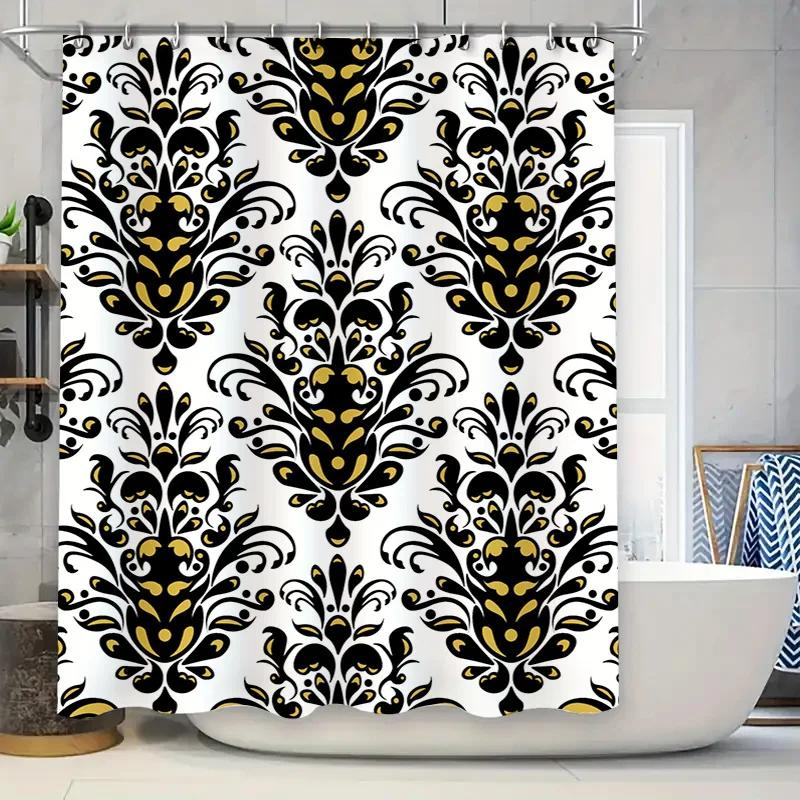 Modern Minimalist Black White Striped Shower Curtain California Made Perfect for Contemporary Bathrooms W90xH180cm