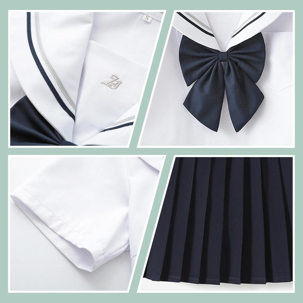 Sailor Authentic JK High School Cosplay 2 Long Sleeve and Short Sailor Navy JK Cosplay School Pleated Class High School Junior High School Kansai