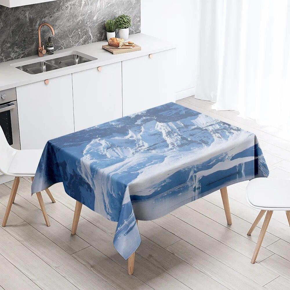 Winter Snow Tablecloth Beautiful  Anti-fouling Waterproof Rectangular Kitchen Table Home Decoration