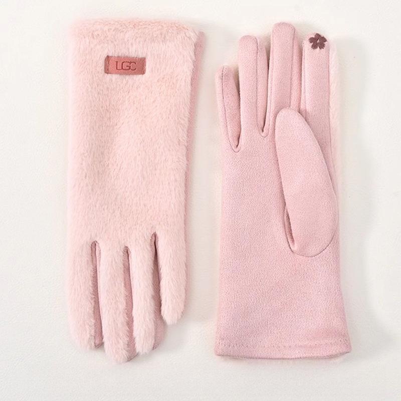 Women Winter Suede Faux Mink Fur Gloves, Cute Touch Screen Finger Gloves, Warm Thermal Gloves For Driving And Cycling