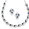 Rhodium-Plated with Silver-Toned White Cubic Zirconia & American Diamond Studded Necklace and Drop Earrings Jewellery Set for Women