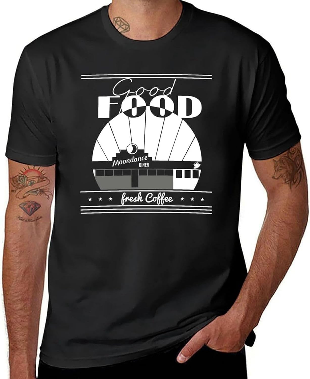 TICK Boom Good Food Moondance Diner Fresh Coffee Gift Men T Shirt Cute Tops Graphic t Shirts Quick Drying S чёрный