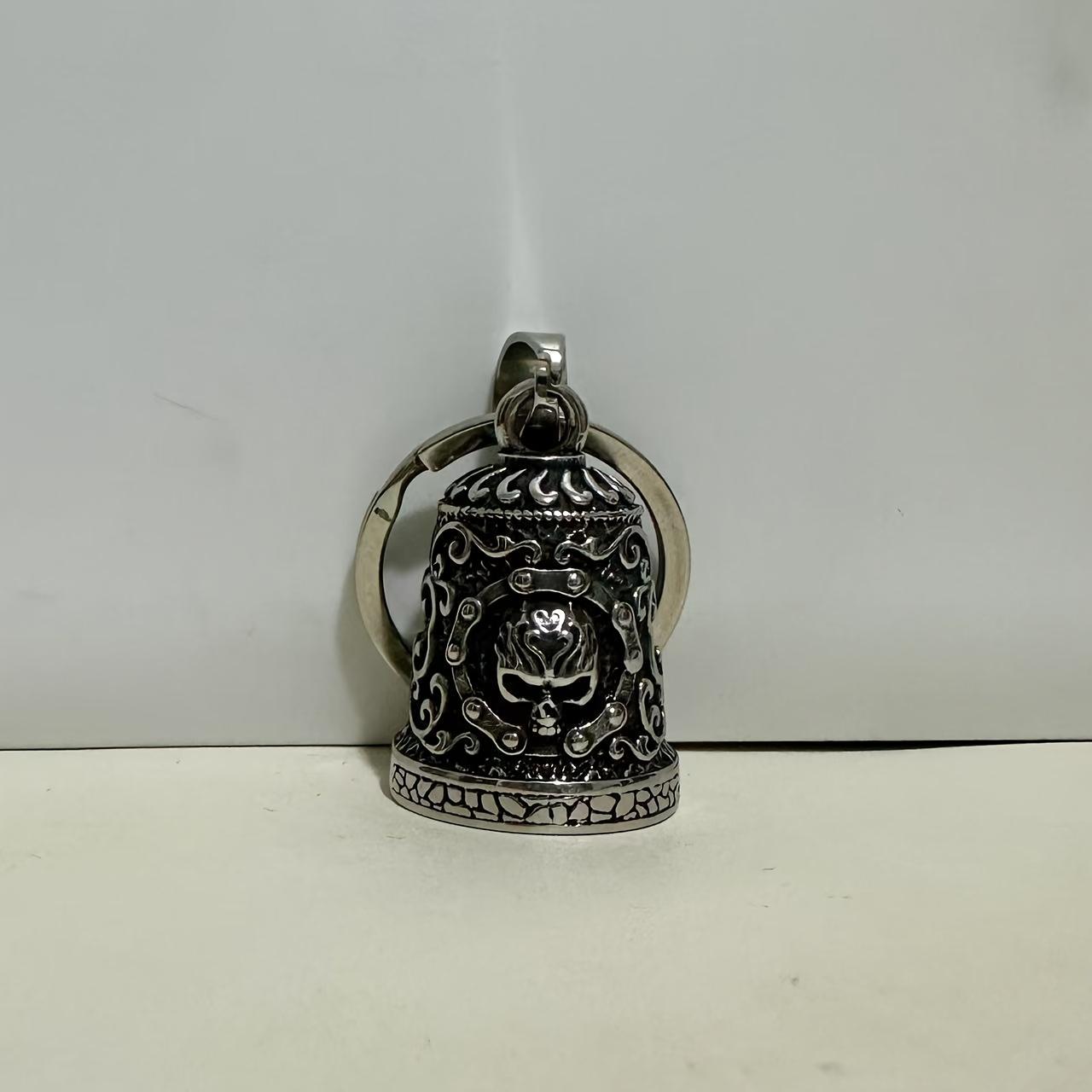 

1pc Motorcycle Bell with Skull Design - Fit Metal Keychain for Riders, Lucky Charm Accessory for Motorcycle Enthusiasts & Pet Owners, Rider Lucky