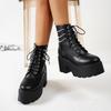 New autumn and winter platform high heel large size punk style chain low boots women's boots