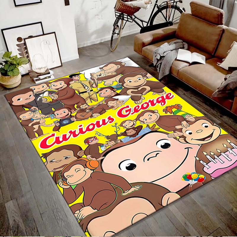 1pc Curious George Design Printed Area Rug Carpet for Bedroom Living Room Home Decor Rugs Mat Non Slip Mat Rug for Bedside