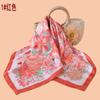 New women's 71CM square scarf sweet flower butterfly print silk scarf satin chiffon wholesale source scar