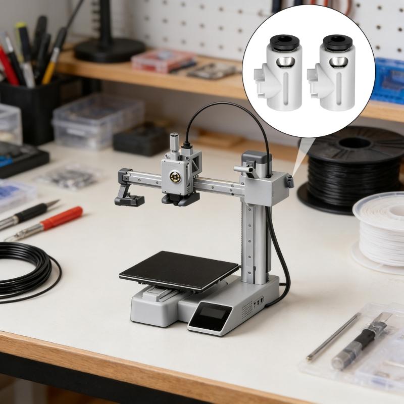 2PCS PTFE Filaments Inlet Adapter Feed Tube Connectors For A1mini 3D Printer Featuring Smooth Ceramic Guide Bearing Rings