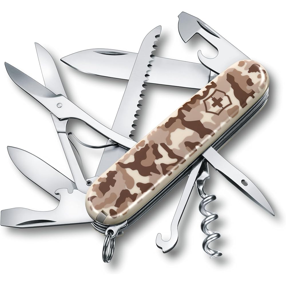 Victorinox Huntsman Desert Camouflage Swiss Army Knife 15 Functions Compact Multi-Tool for Hiking Camping