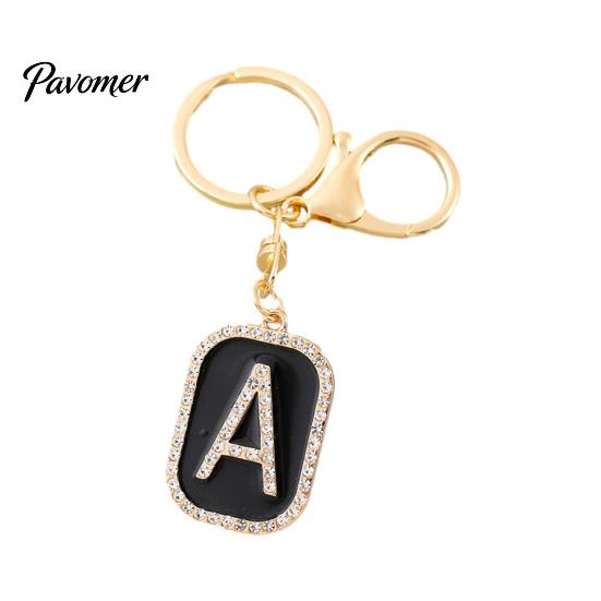 26 Alphabet Charm A-Z Rhinestone Letter Keychain, Zinc Alloy Capital Keyring, Plated for Handbags and Backpacks Decorative Key Accessory